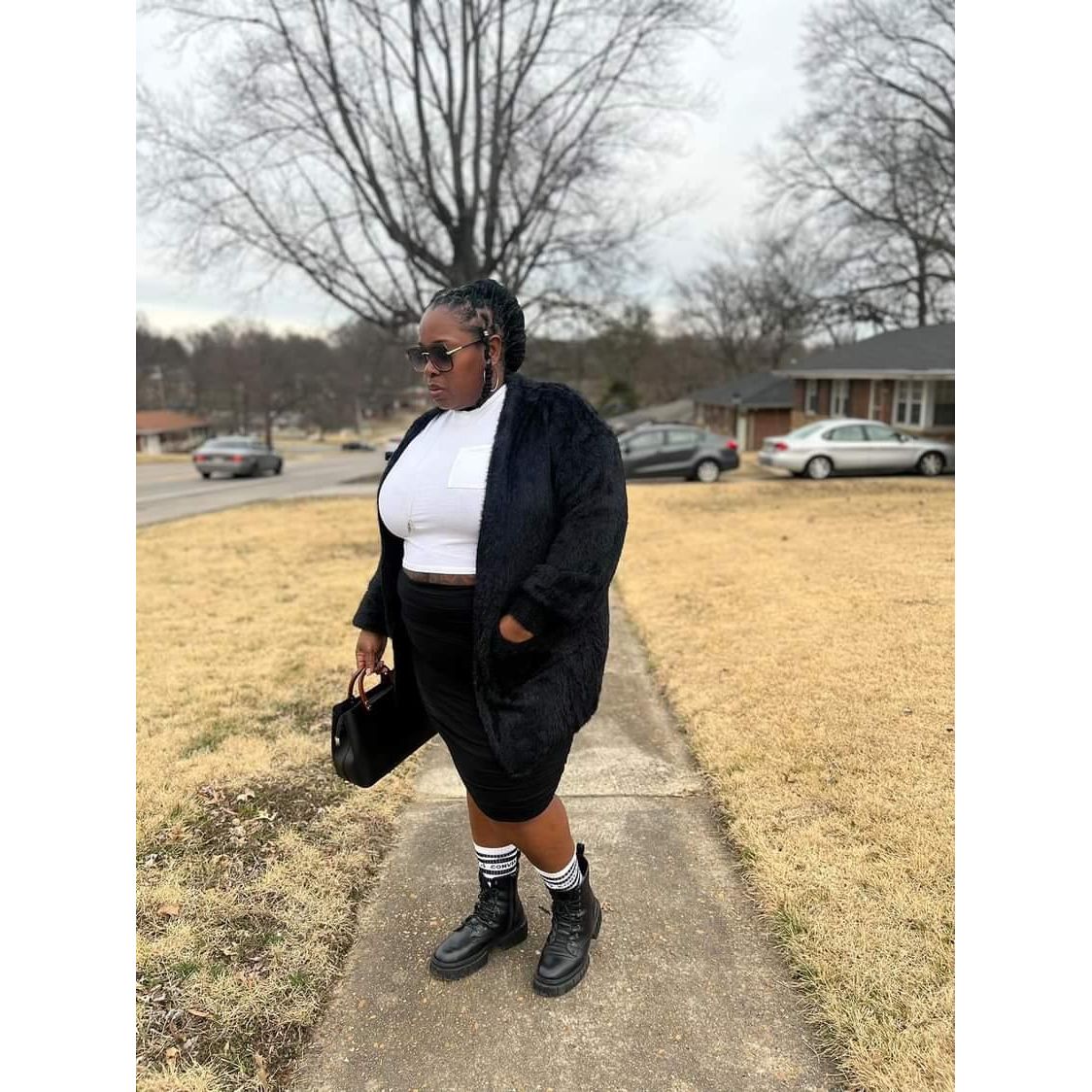 Plus Size Fuzzy Solid Open Cardigan